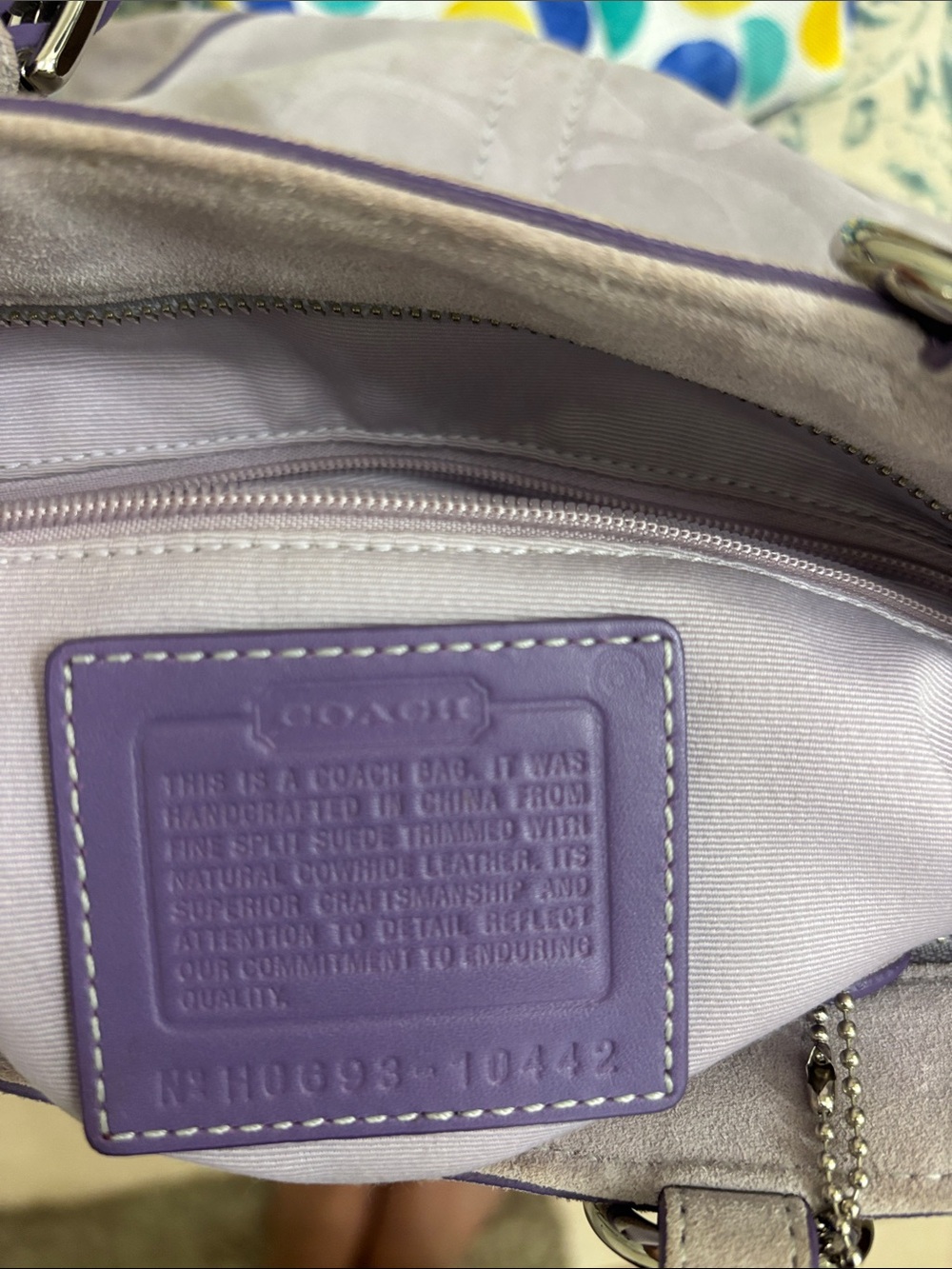 COACH Lavender Suede Tote with Purple Trim - Picture 7 of 8